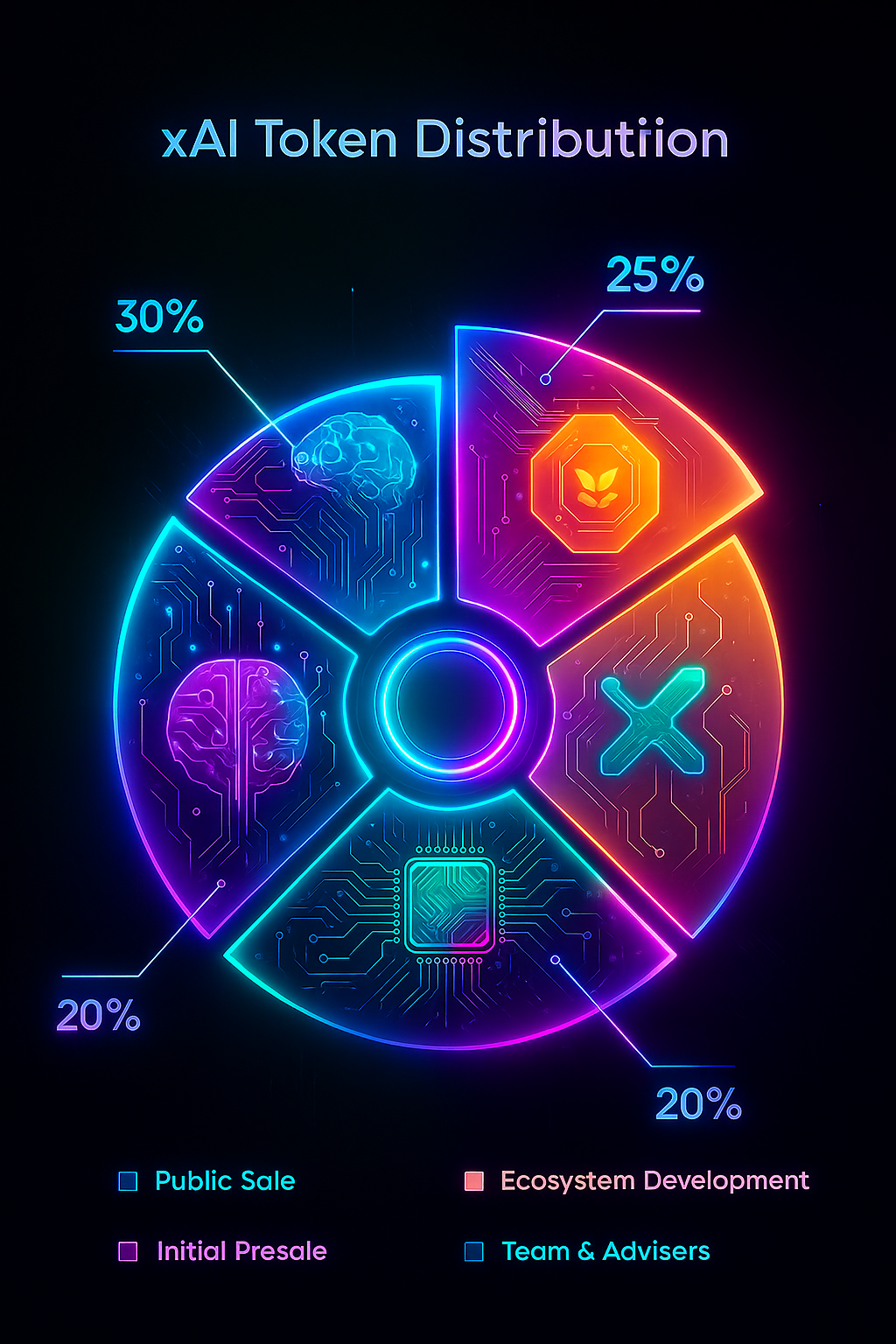 Pie chart of XAI37B token distribution